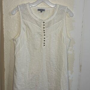 NWOT White Birch White Lace Trim Sleeveless Top